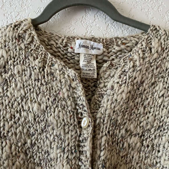 Neiman Marcus Sweaters - Neiman Marcus Women's Italian Hand Knit Beige Vintage Cardigan Sweater Size L